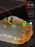 Ohrstecker aus Titan mit Innengewinde und Aurora-Borealis-Opal 