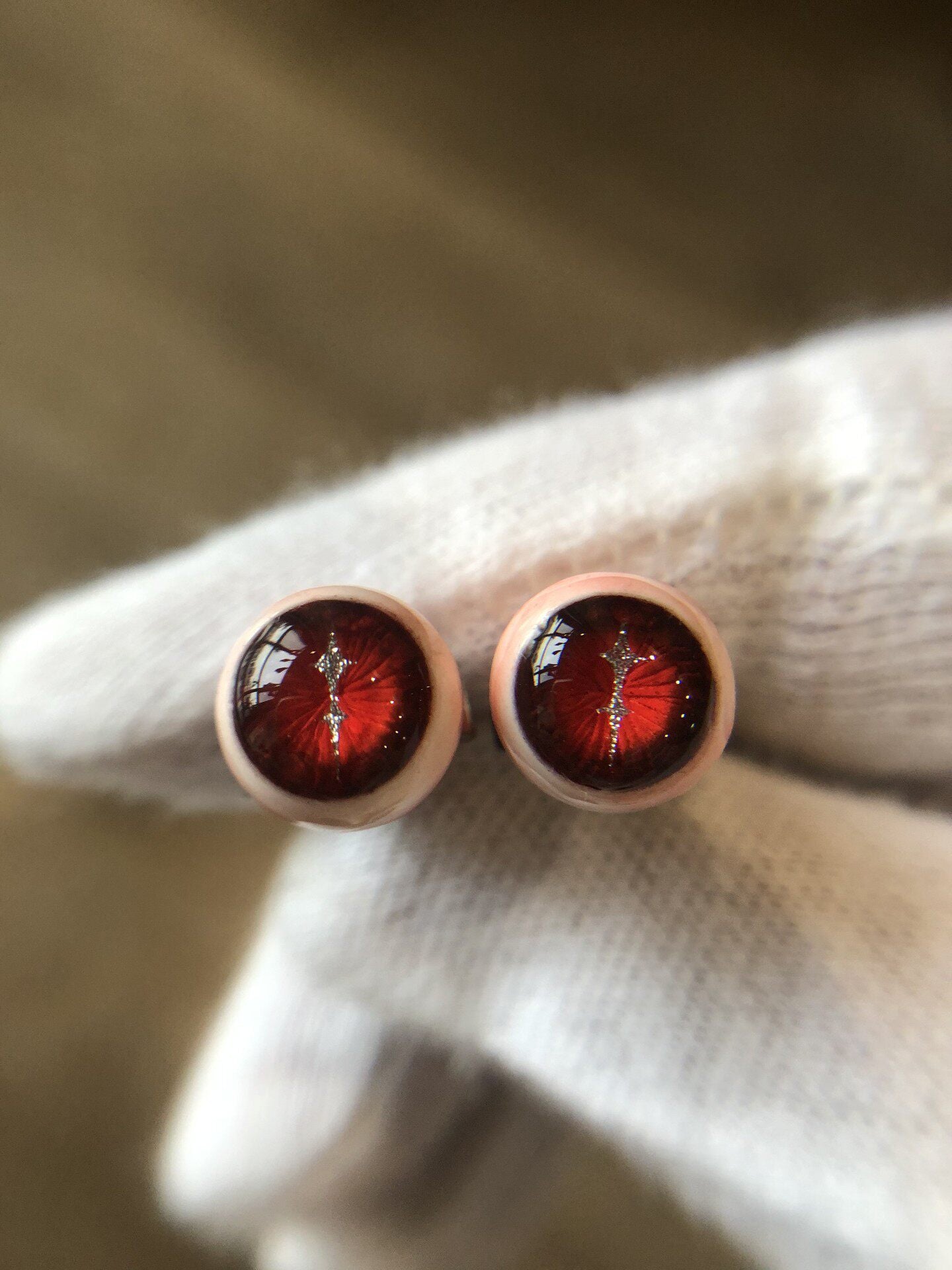 Gaze of the Blood Star | Titanium Crimson Starburst Eyeball Stud