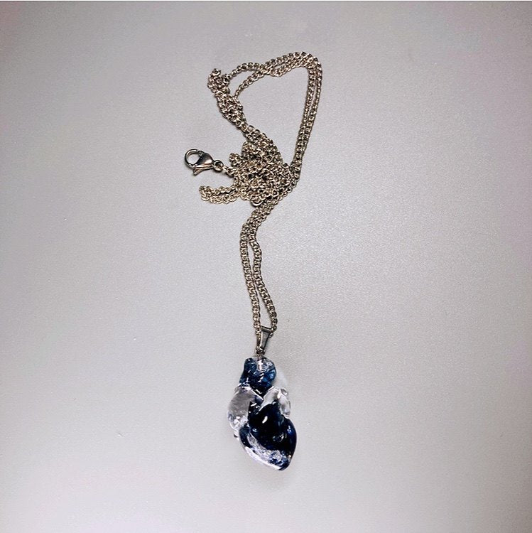 "Corrupted Soul" Black Smoke Anatomical Heart - Ink Wash Resin