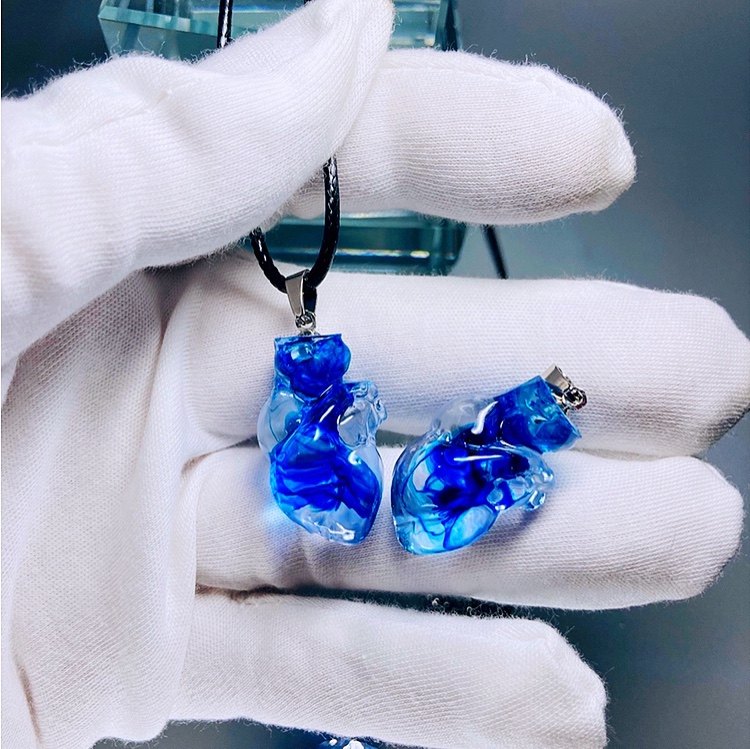 "Frozen Soul" Translucent Blue Heart Necklace - Ice Resin Pendant
