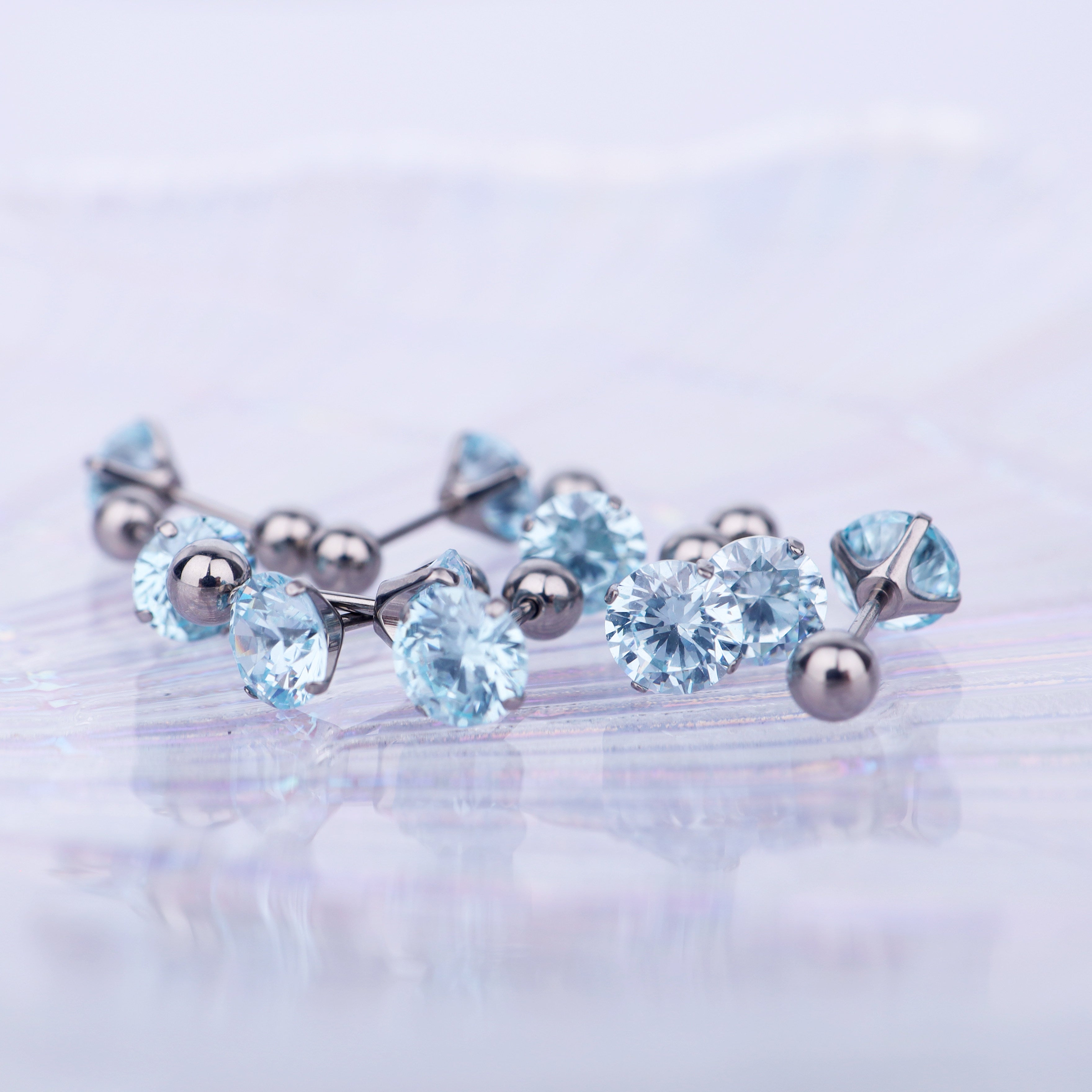 Titanium Brilliant CZ Statement Stud | Unique High-Sparkle Earring