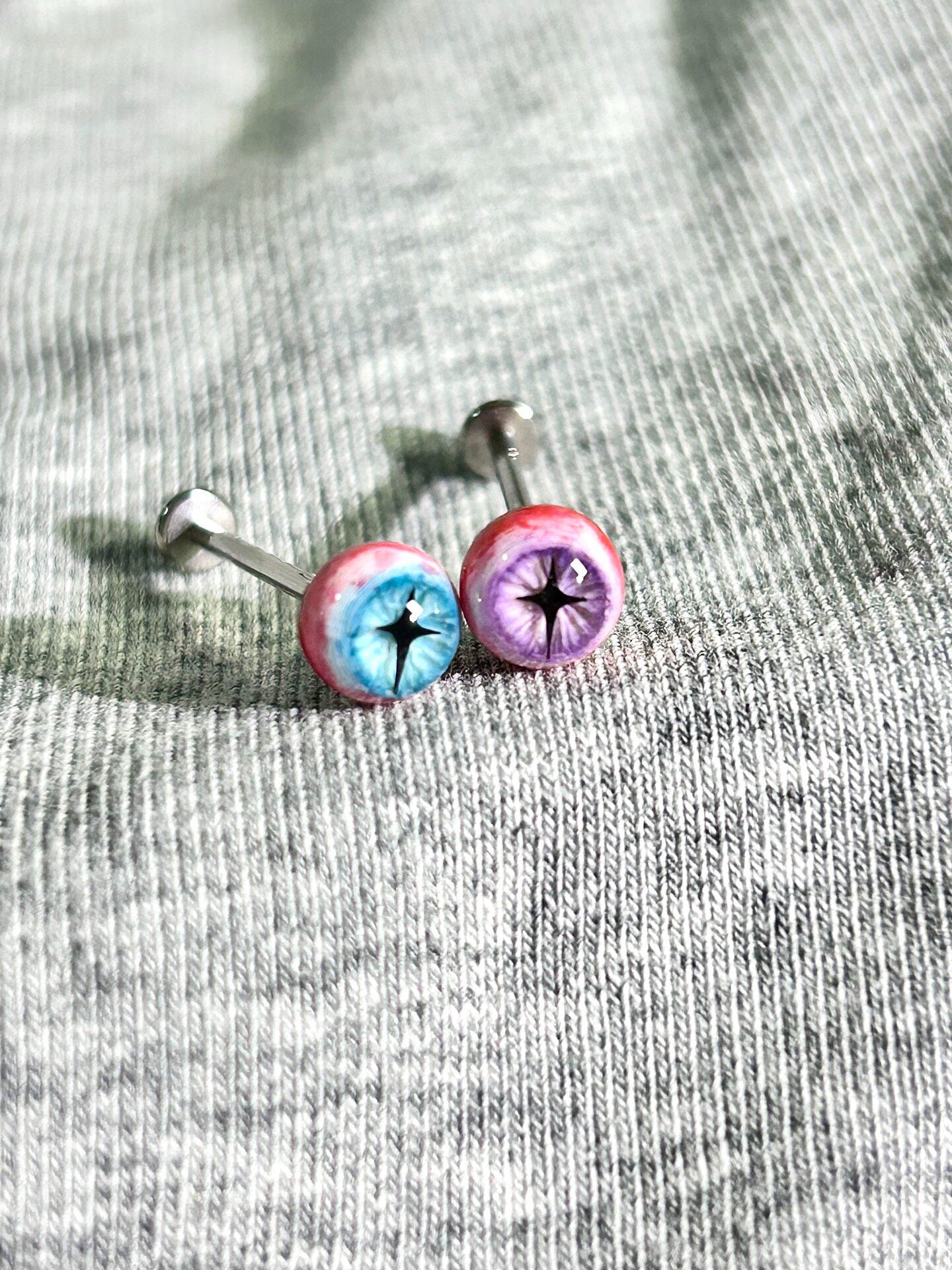 Handcrafted Titanium Star Pupil Eyeball Piercing | Cosmic Cross Eye Stud
