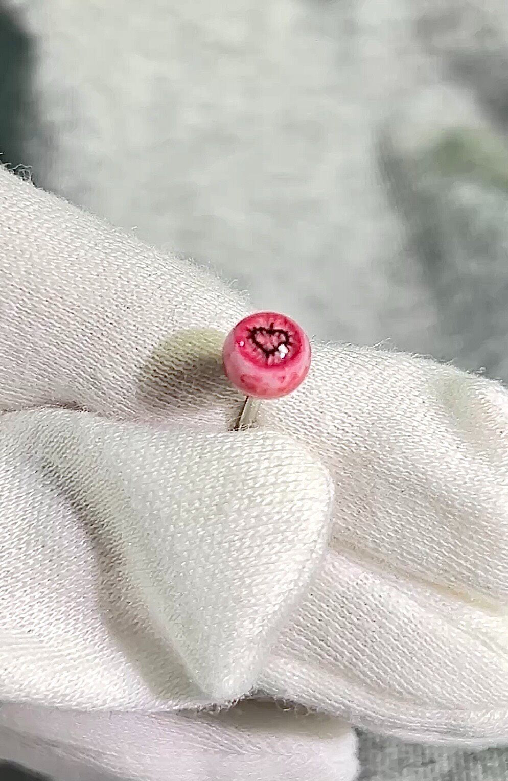 Handcrafted Titanium Spiky Heart Pupil Eyeball Stud