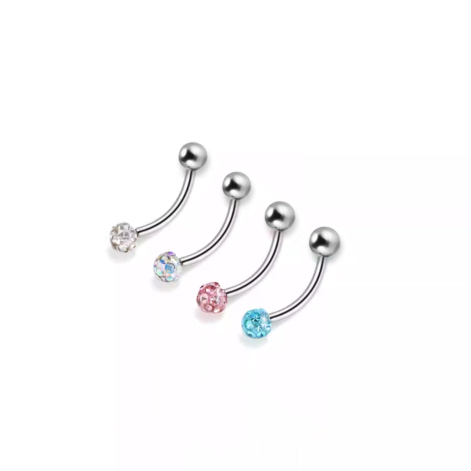 16G Vollzirkus-Augenbrauenstecker aus Edelstahl mit Außengewinde, Außengewinde 