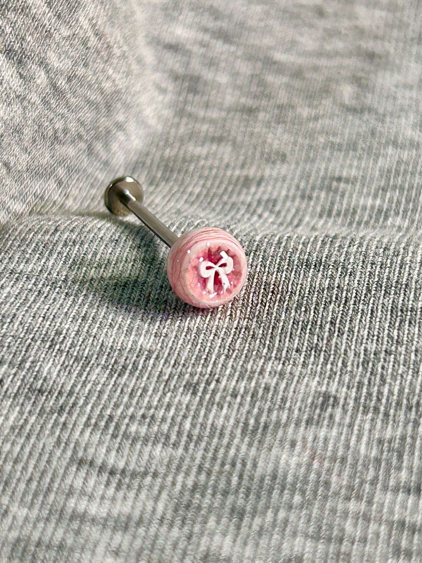 Handcrafted Titanium Dark Coquette Eyeball Piercing | Pastel Goth Labret Stud