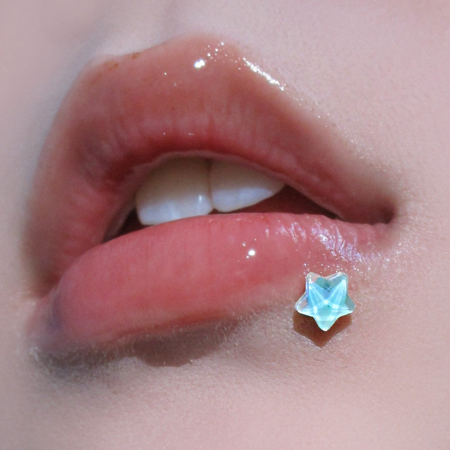 Cute Bubbly Star Titanium Labret Stud - Implant Grade Cartilage & Lip Piercing