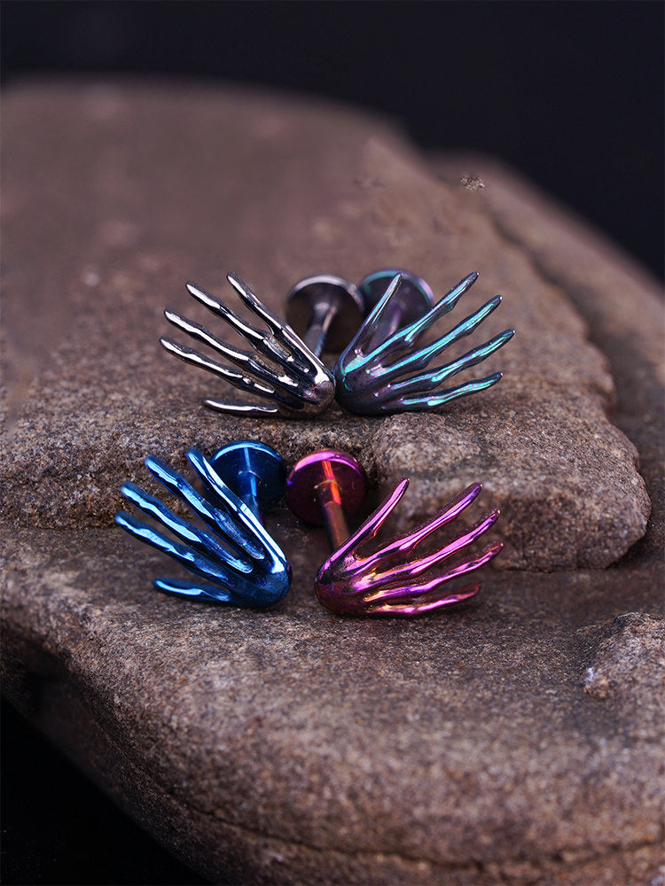 16G Titanium Skeleton Hand Labret | Implant Grade Punk Cartilage & Lip Stud