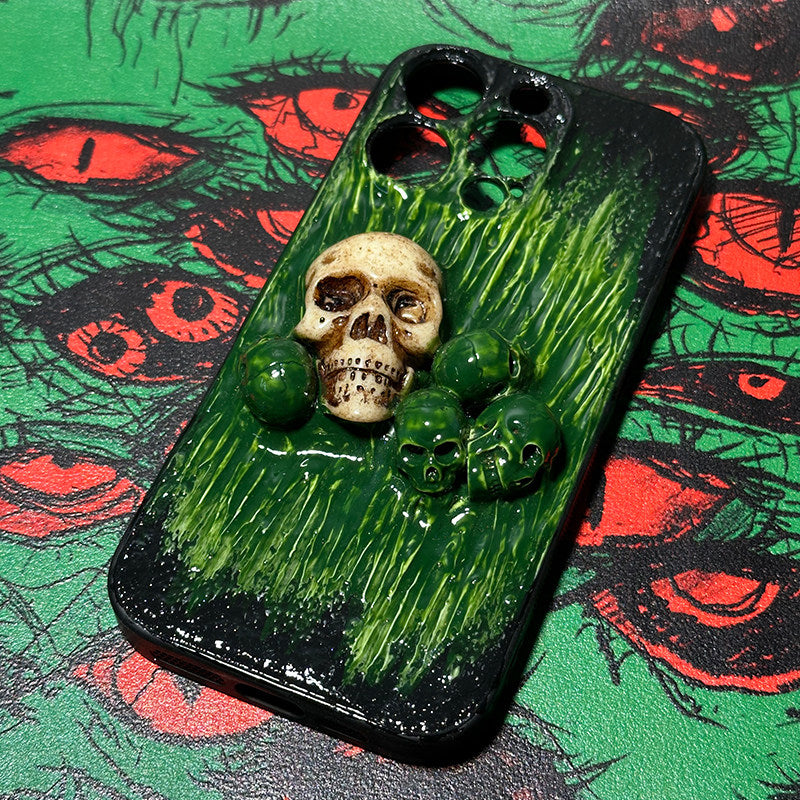 "Eternal Decay" 3D Realistic Skull Phone Case | Handmade Gothic Dripping Texture Art