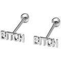 Zungenpiercing aus Edelstahl mit dem Aufdruck „KISS“ 