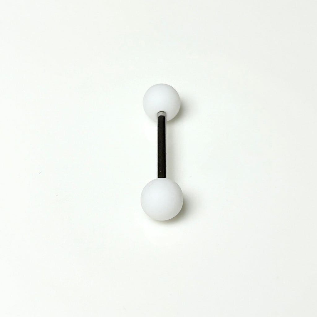 Clous de langue en acrylique blanc et acier inoxydable 