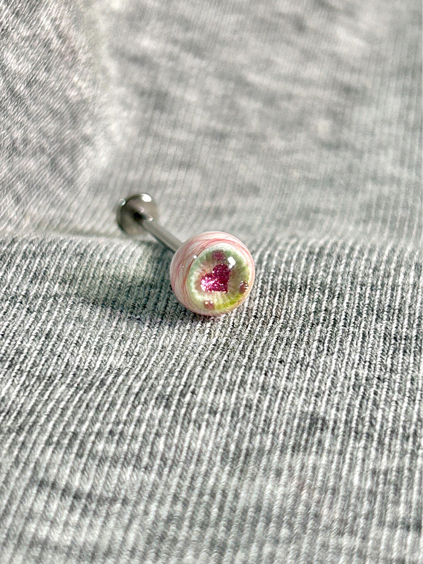 Handcrafted Titanium Dark Coquette Eyeball Piercing | Pastel Goth Labret Stud