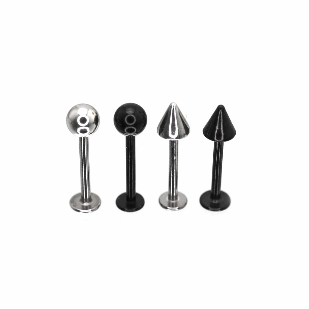 2Pcs 16G Ball & Spike Studs | Externally Threaded Surgical Steel Lip & Cartilage Piercing
