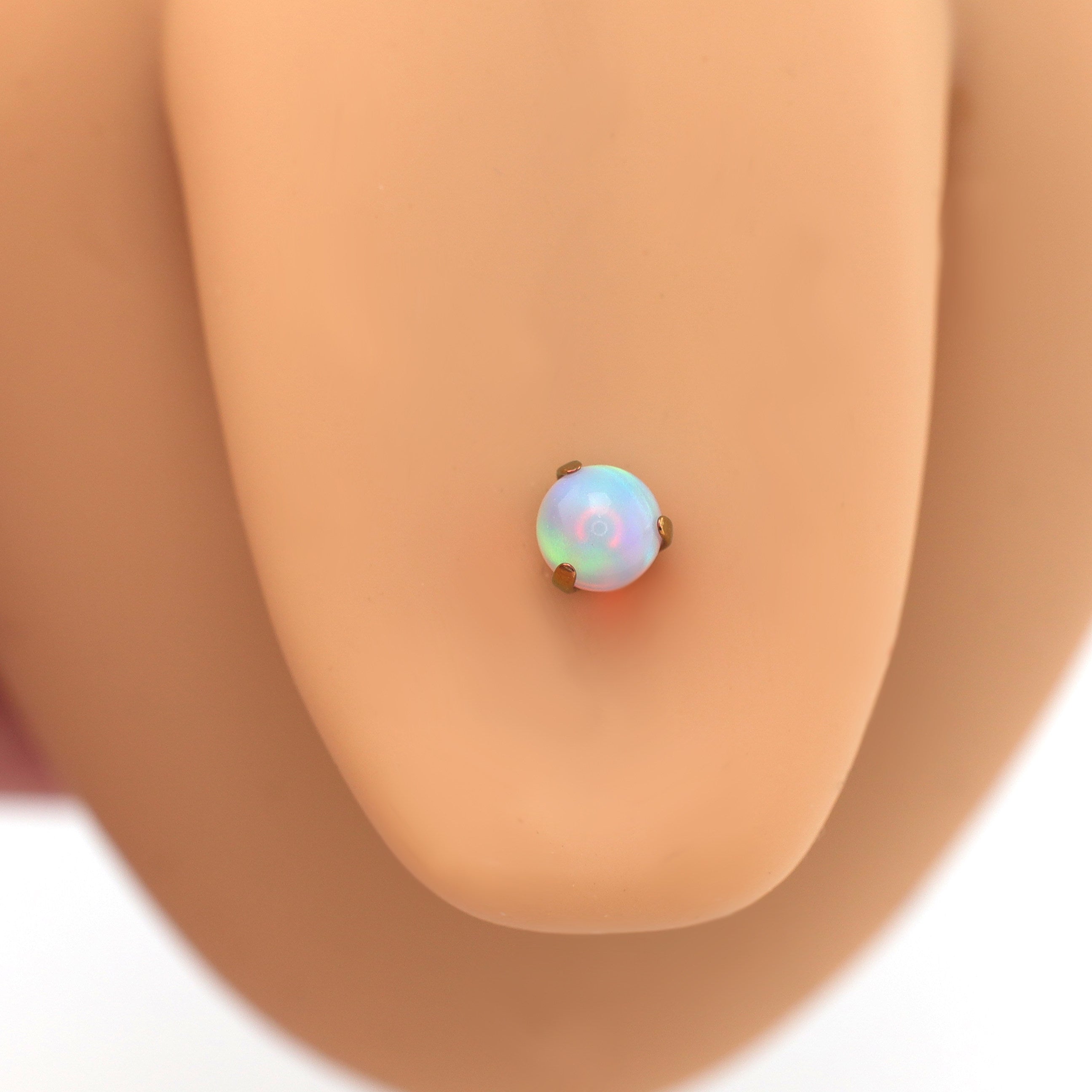 Zungenpiercing aus Titan mit Krallenopal und Innengewinde 