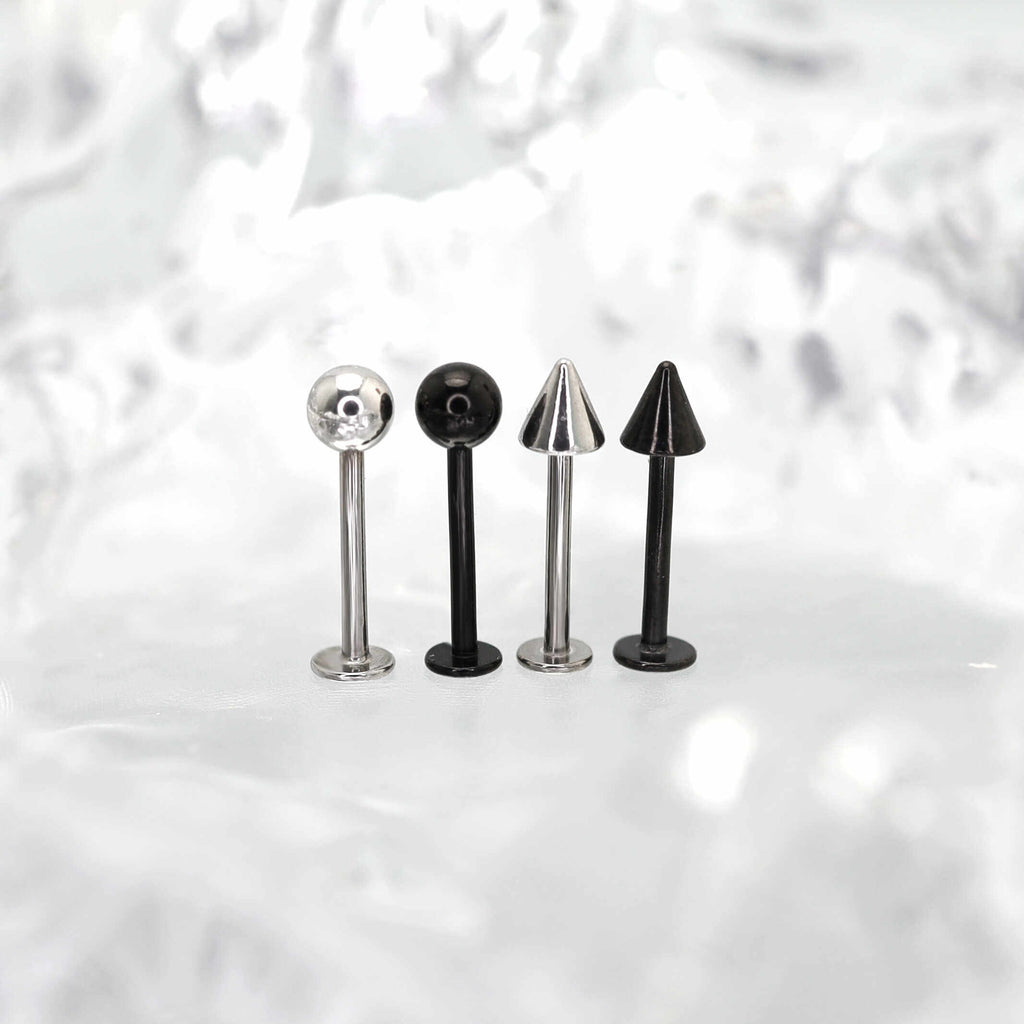 2Pcs 16G Ball & Spike Studs | Externally Threaded Surgical Steel Lip & Cartilage Piercing