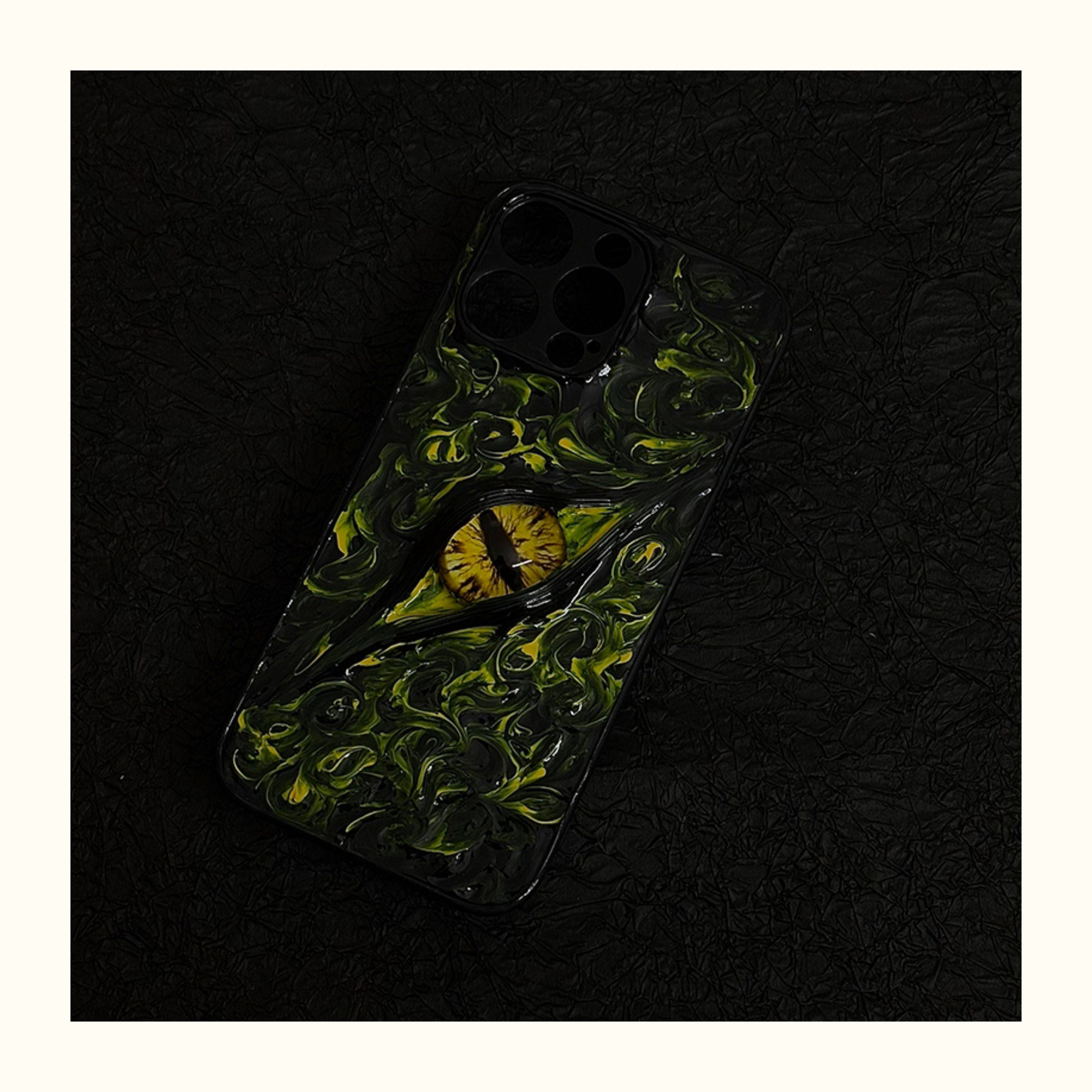 "Elemental Chaos" Marbled Dragon Eye 3D Phone Case | Swirling Texture Resin Cover
