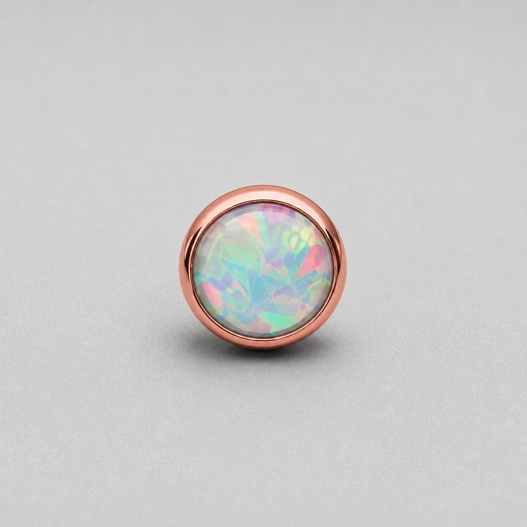 Titanium Fire Opal Bezel Piercing Top
