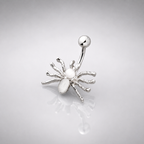Bauchnabelpiercing aus Edelstahl mit Spinnenmotiv und Zirkonia 