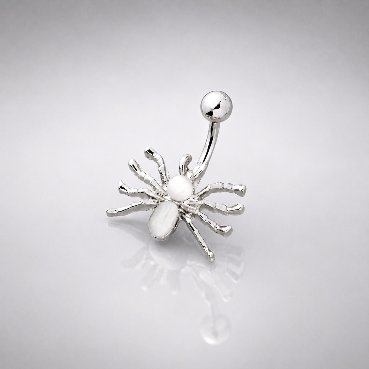 Anneau de nombril en acier inoxydable avec zircon cubique araignée 