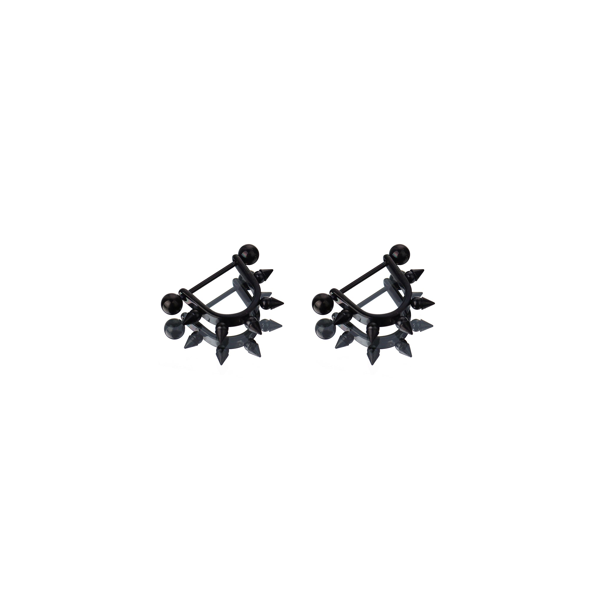 Black & White Spike Stainless Steel Nipple Rings - Black & White Spike Stainless Steel Nipple Rings - Black / Set by CRUXJEWELRY