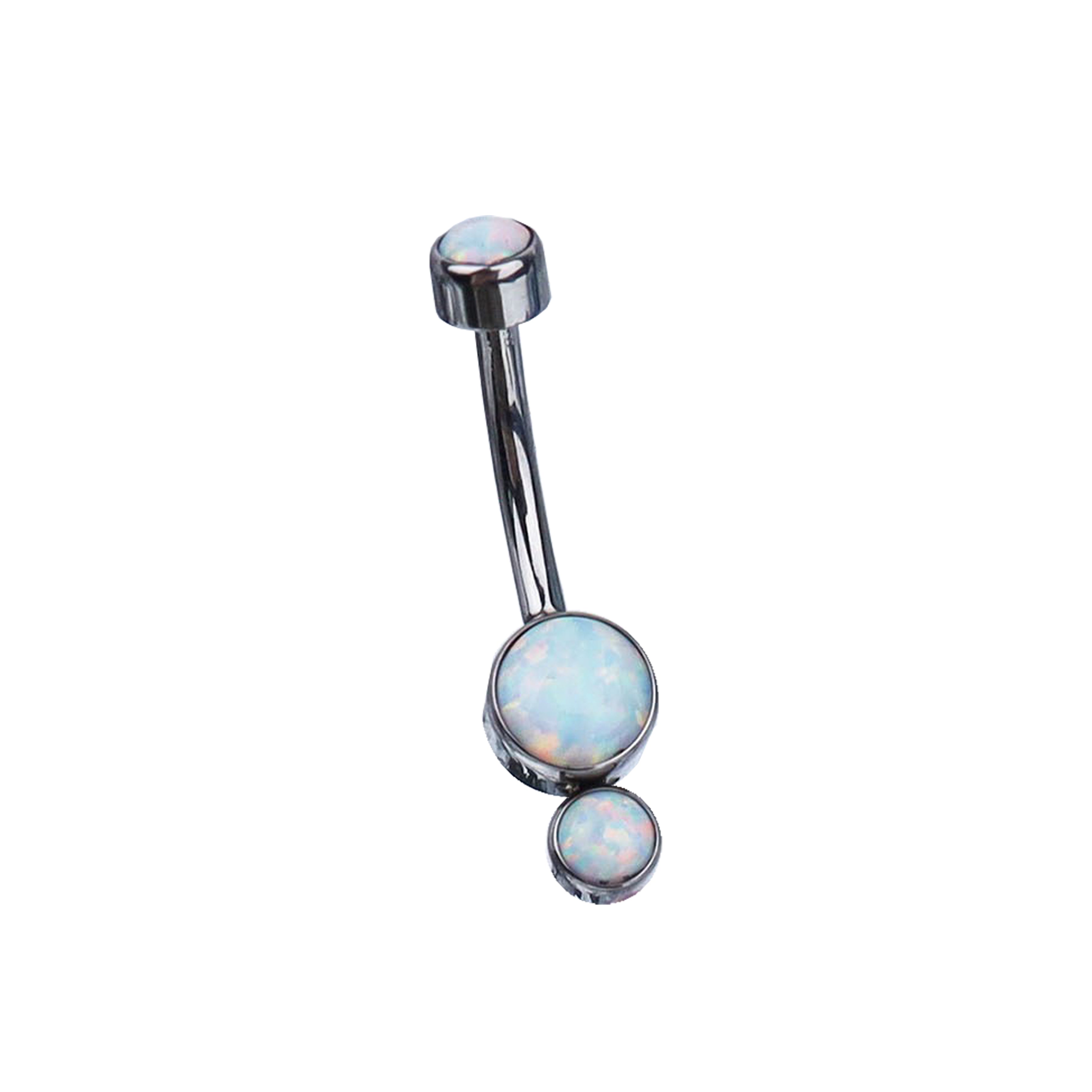 Double Opal internally threaded Titanium Belly Ring - Double Opal internally threaded Titanium Belly Ring - pearl-white by CRUXJEWELRY
