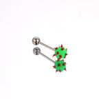 Spiked ball Silicone tongue stud - Spiked ball Silicone tongue stud - Red-Green / 10 mm by CRUXJEWELRY