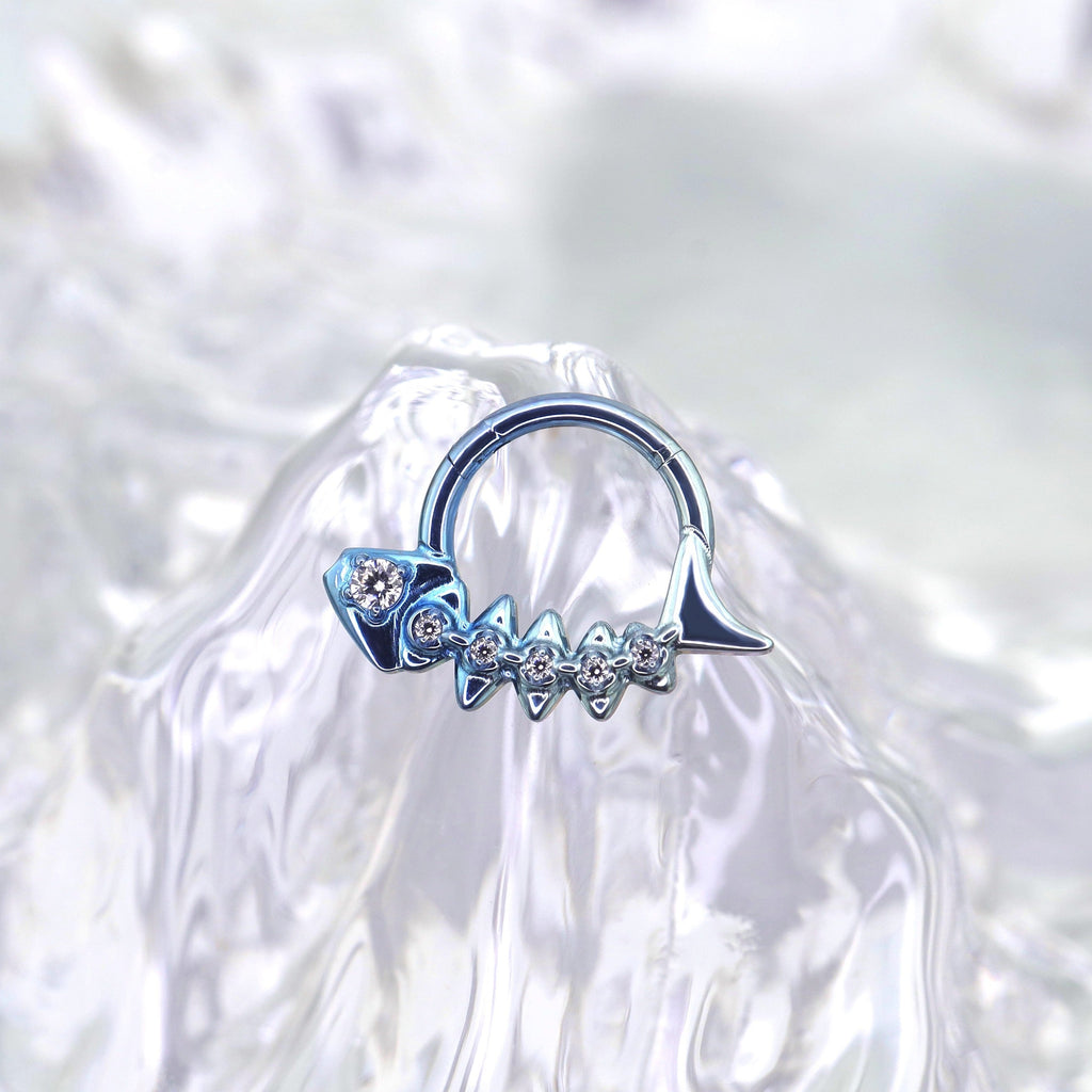 Fishbone CZ Titanium Segment Septum Hoop - Fishbone CZ Titanium Segment Septum Hoop - 8mm by CRUXJEWELRY