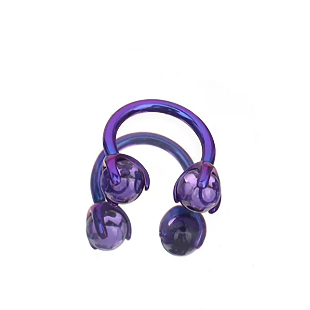 16G CZ ball Titanium Horseshoe Ring - 16G CZ ball Titanium Horseshoe Ring - Purple by CRUXJEWELRY