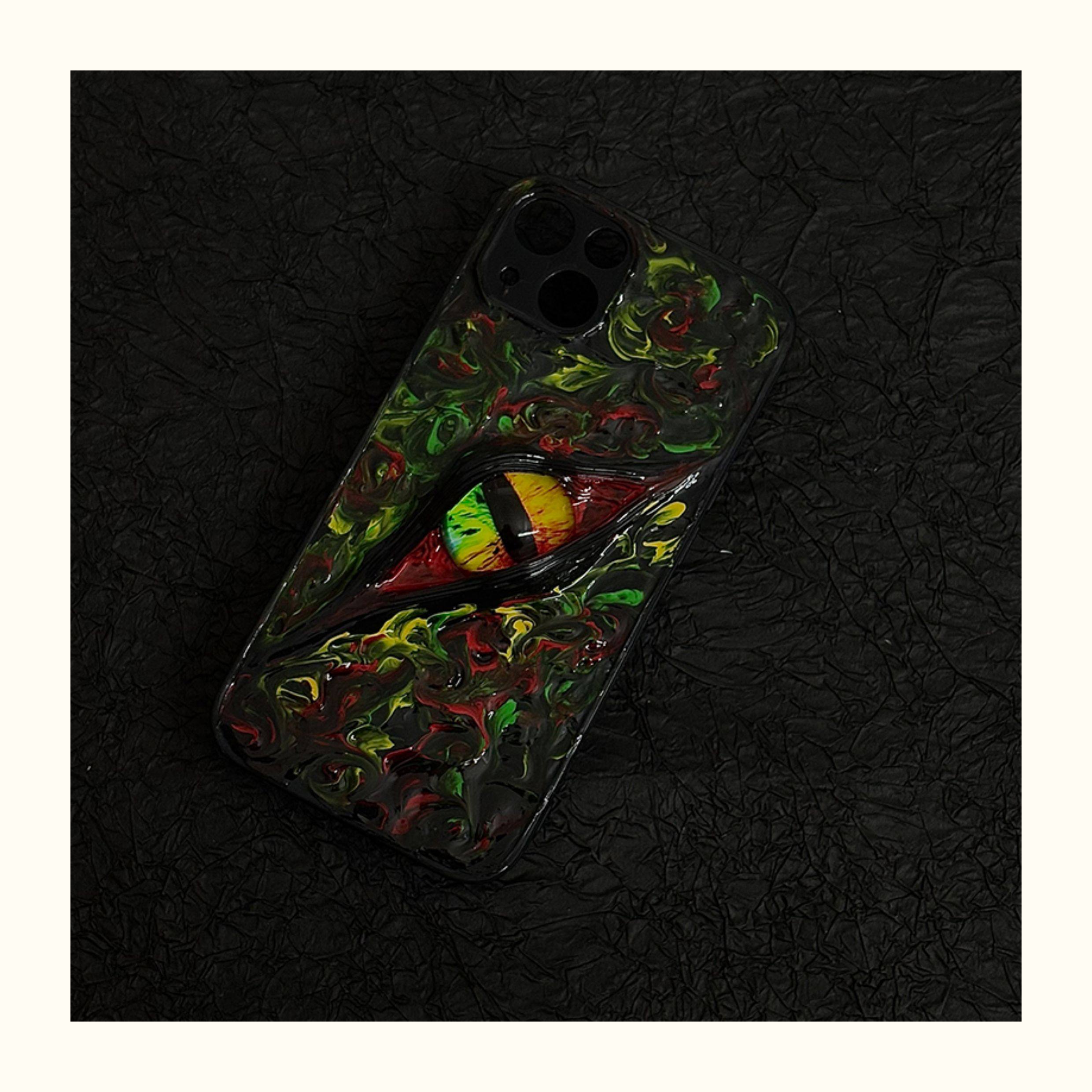 "Elemental Chaos" Marbled Dragon Eye 3D Phone Case | Swirling Texture Resin Cover