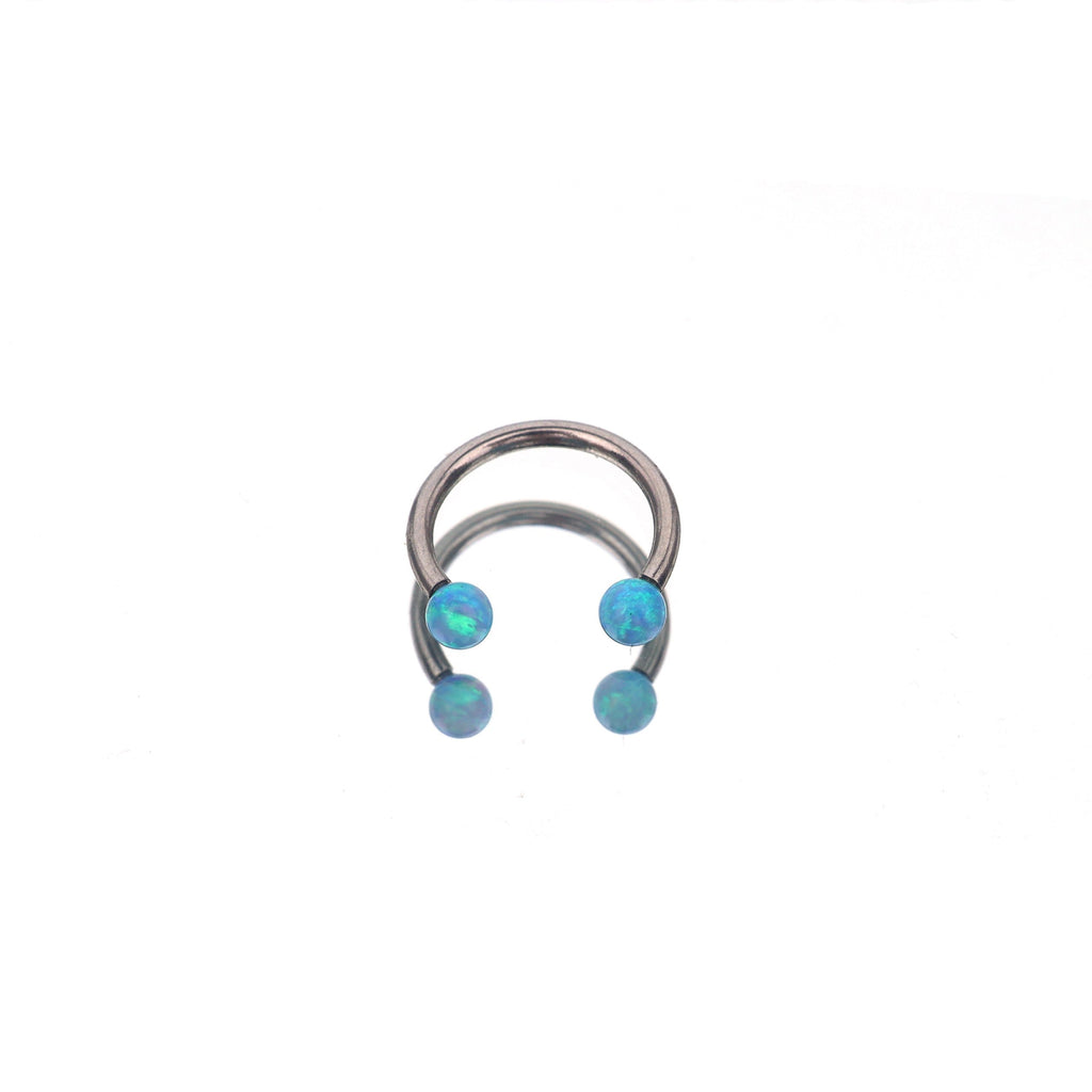 16G Opal Internally Threaded Horseshoe Ring - 16G Opal Internally Threaded Horseshoe Ring - Sky Blue / 8mm by CRUXJEWELRY