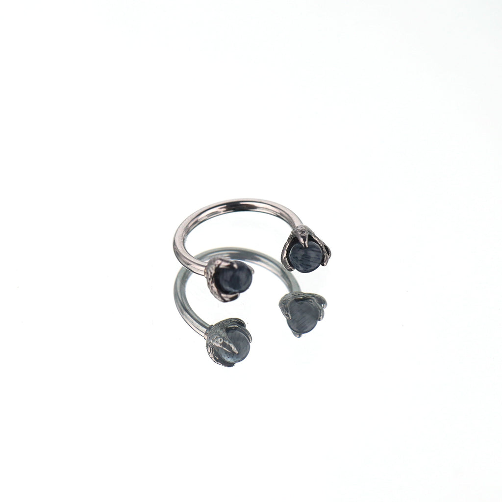 Colorful Dragon Claw CZ Stainless Steel Horseshoe Ring - Colorful Dragon Claw CZ Stainless Steel Horseshoe Ring - Black / 8mm by CRUXJEWELRY