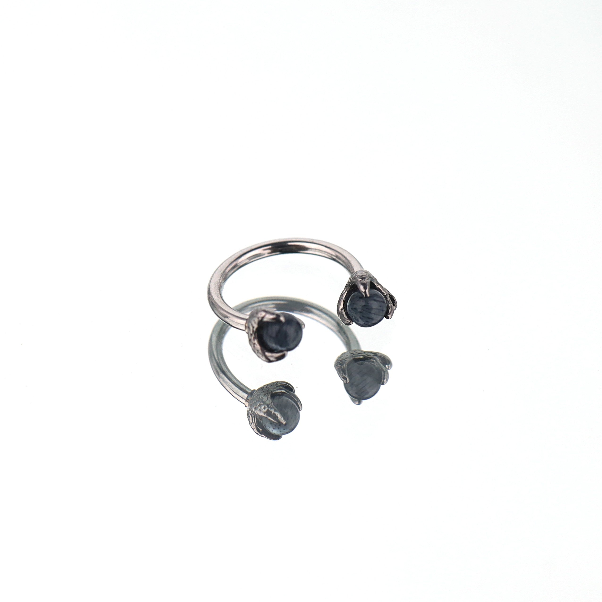 Colorful Dragon Claw CZ Stainless Steel Horseshoe Ring - Colorful Dragon Claw CZ Stainless Steel Horseshoe Ring - Black / 8mm by CRUXJEWELRY