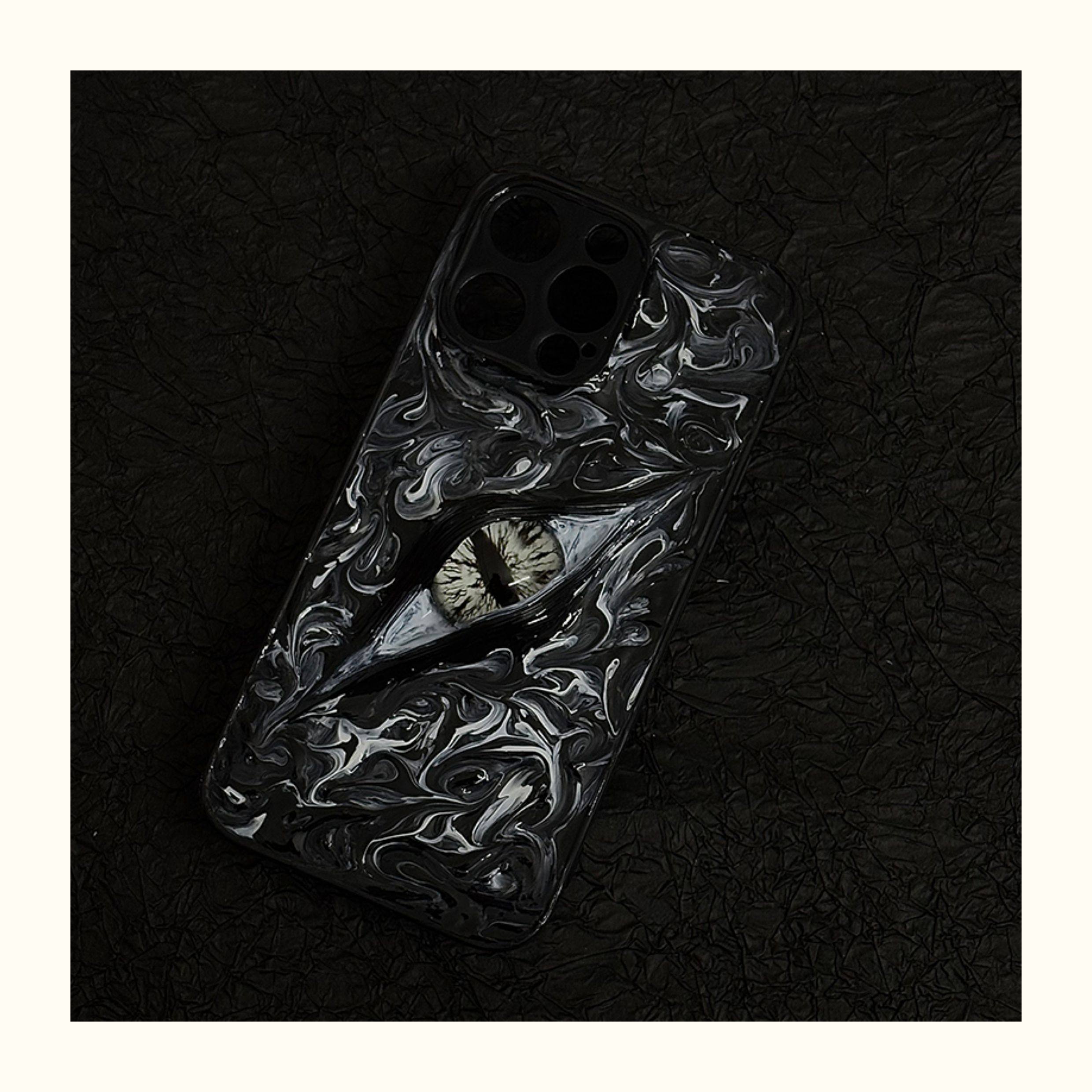 "Elemental Chaos" Marbled Dragon Eye 3D Phone Case | Swirling Texture Resin Cover