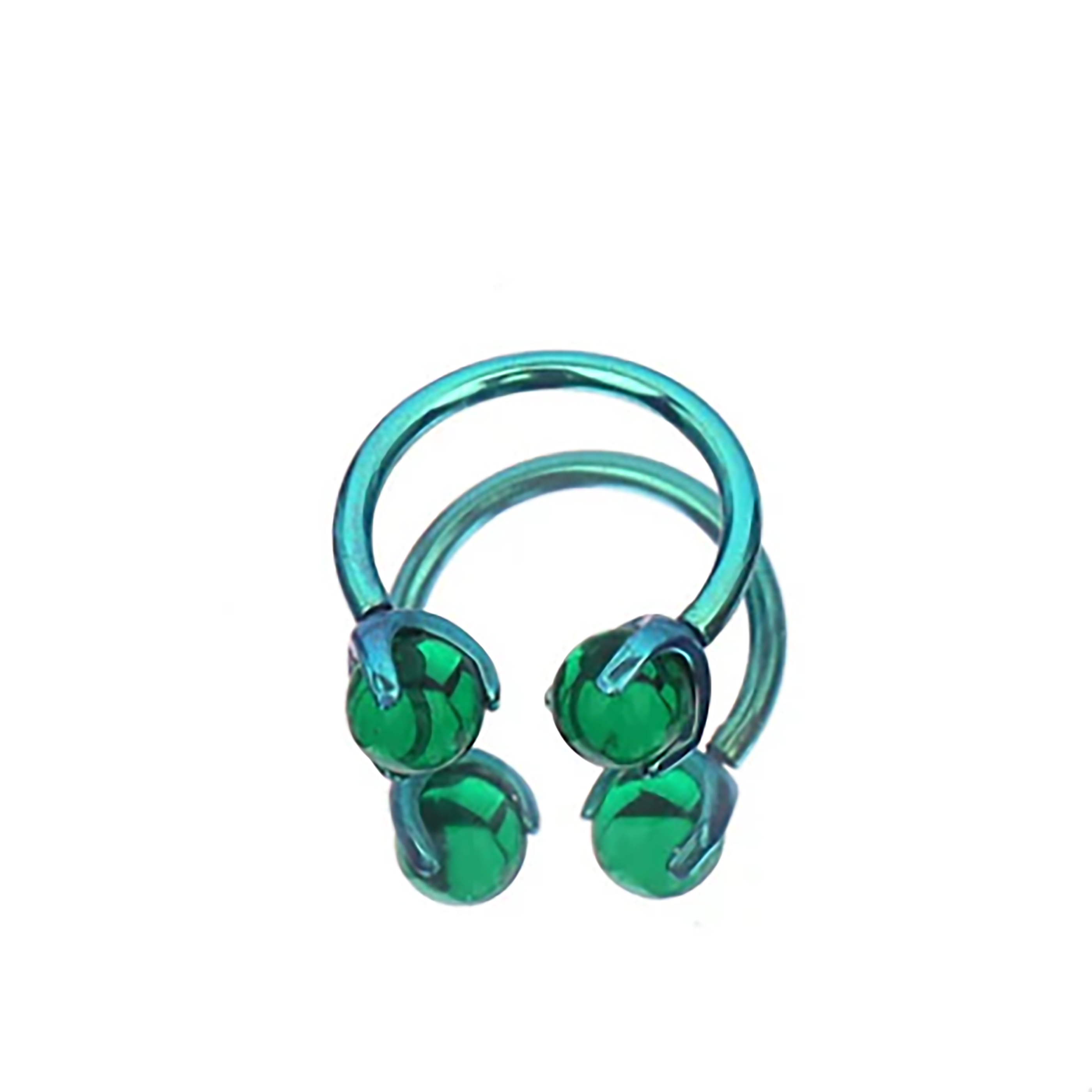 16G CZ ball Titanium Horseshoe Ring - 16G CZ ball Titanium Horseshoe Ring - Light Green by CRUXJEWELRY