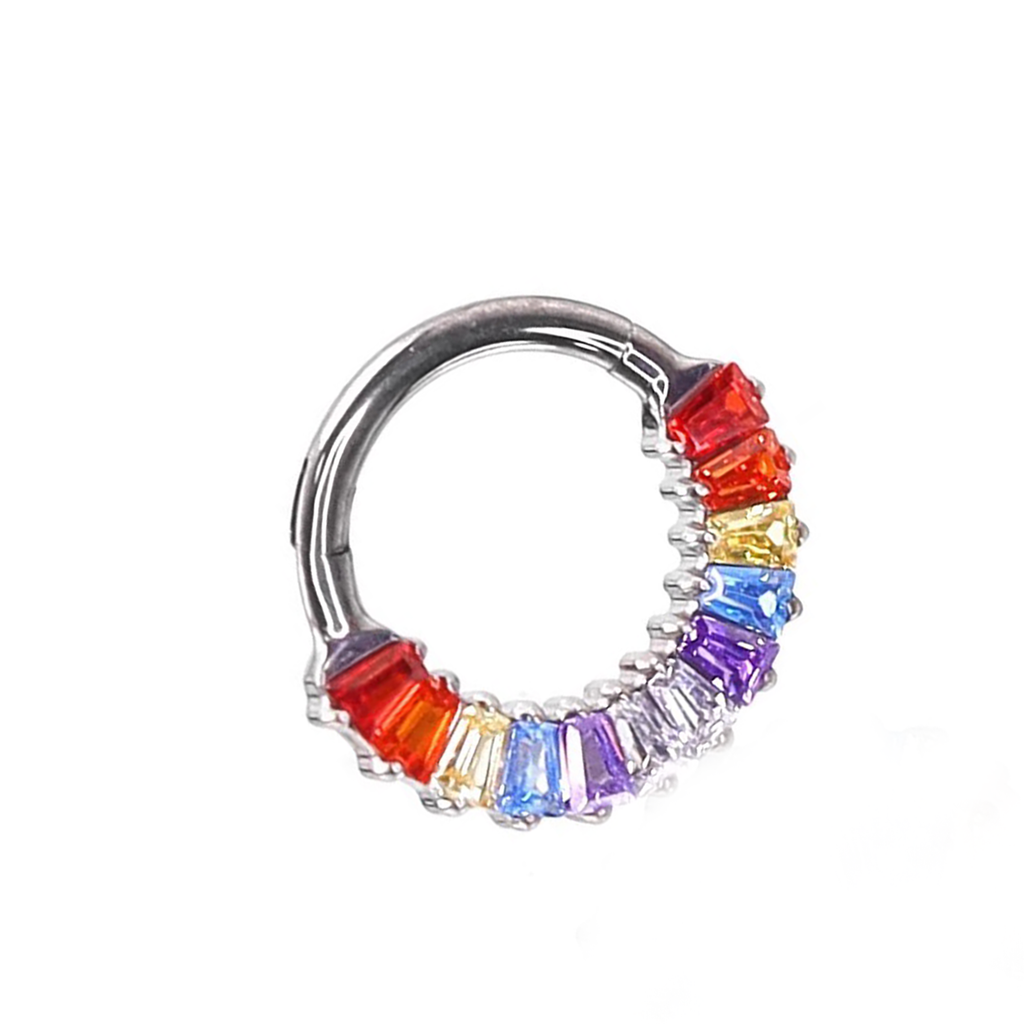 16G Rainbow CZ Titanium Segment Hoop - 16G Rainbow CZ Titanium Segment Hoop - Default Title by CRUXJEWELRY