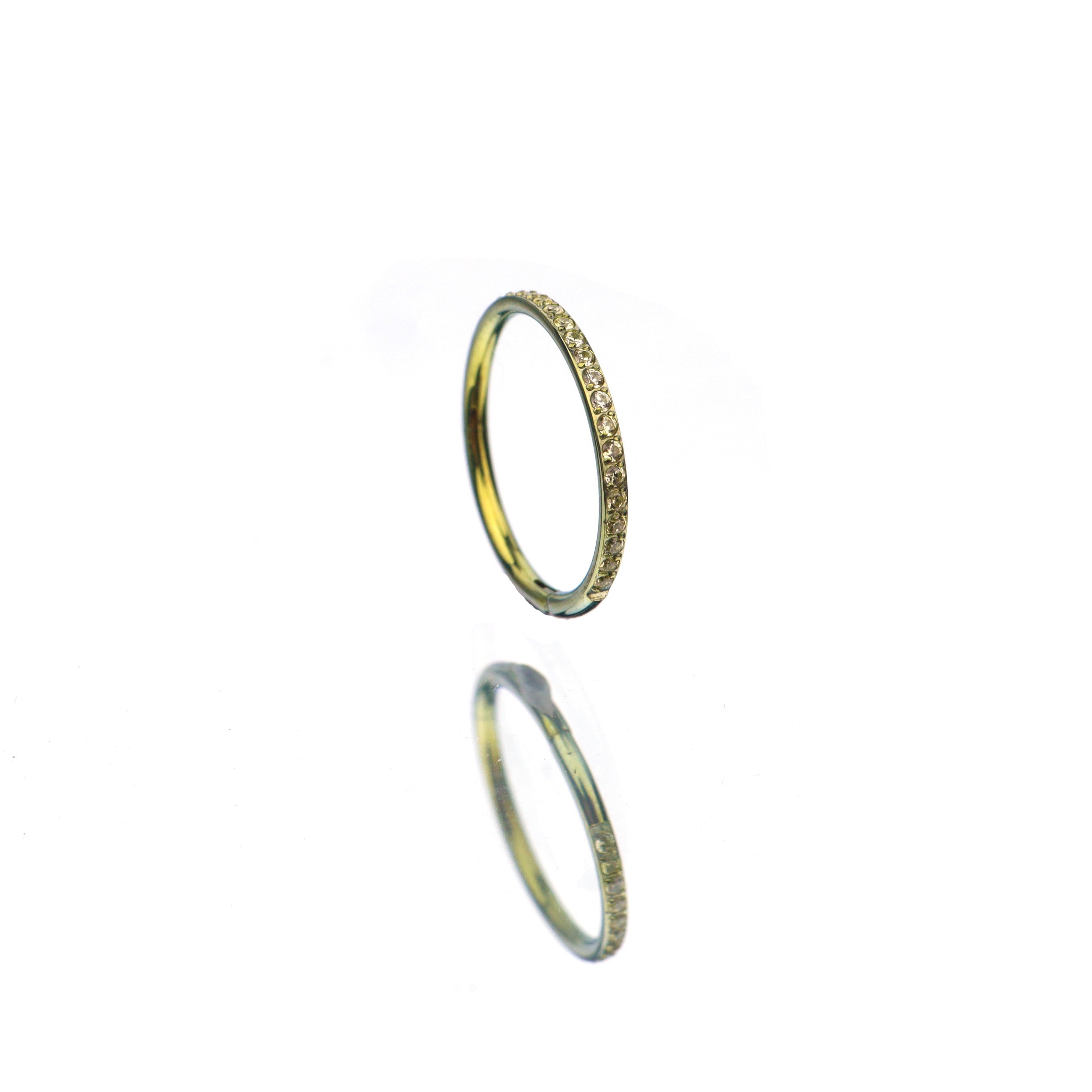 16G CZ Titanium Clicker Nose Ring - 16G CZ Titanium Clicker Nose Ring - Yellow / 8mm by CRUXJEWELRY