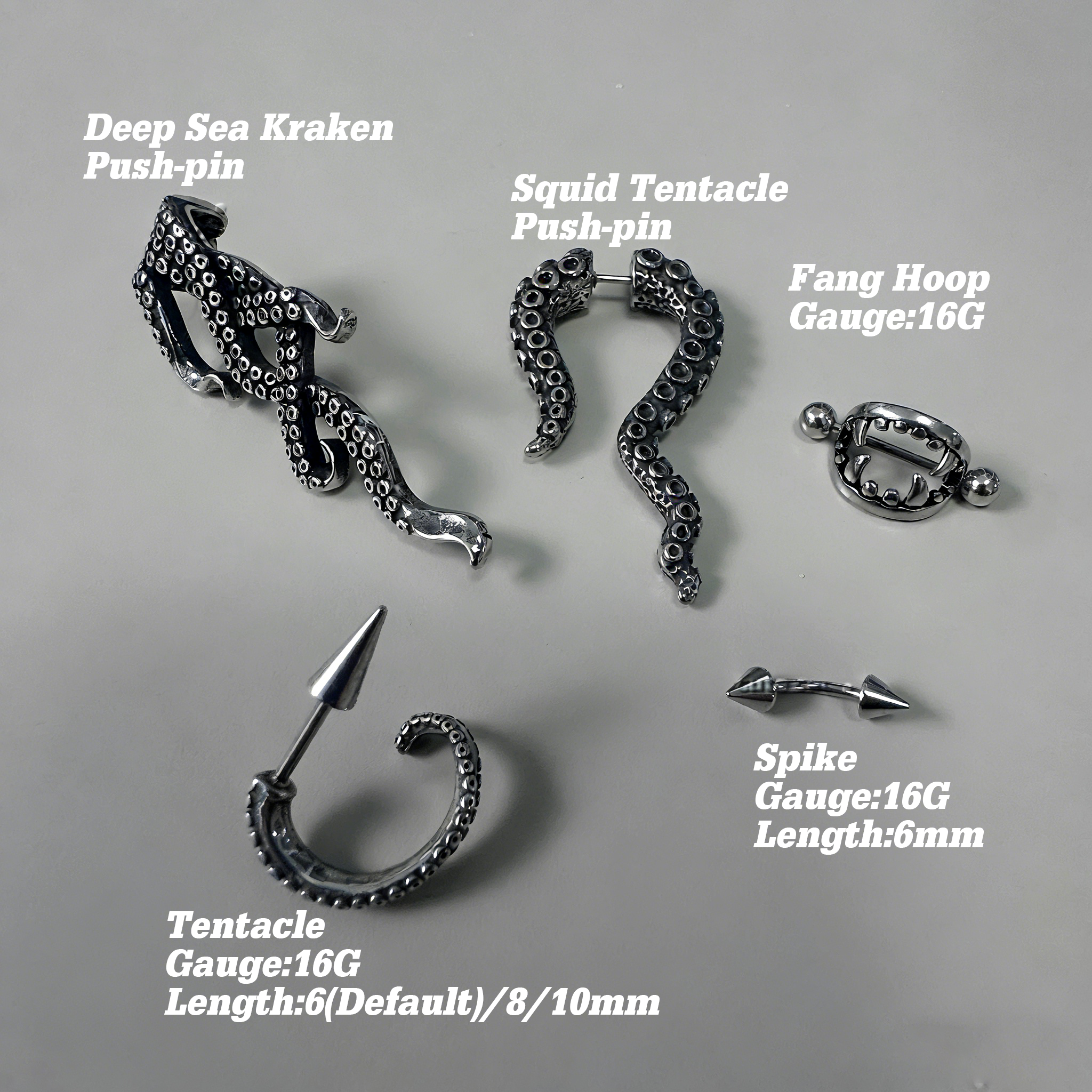 The "Abyss" Collection | Deep Sea Kraken & Tentacle Earrings Stack