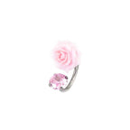 3D Pink Resin Rose & CZ Titanium Horseshoe Rings - 3D Pink Resin Rose & CZ Titanium Horseshoe Rings - 8mm by CRUXJEWELRY
