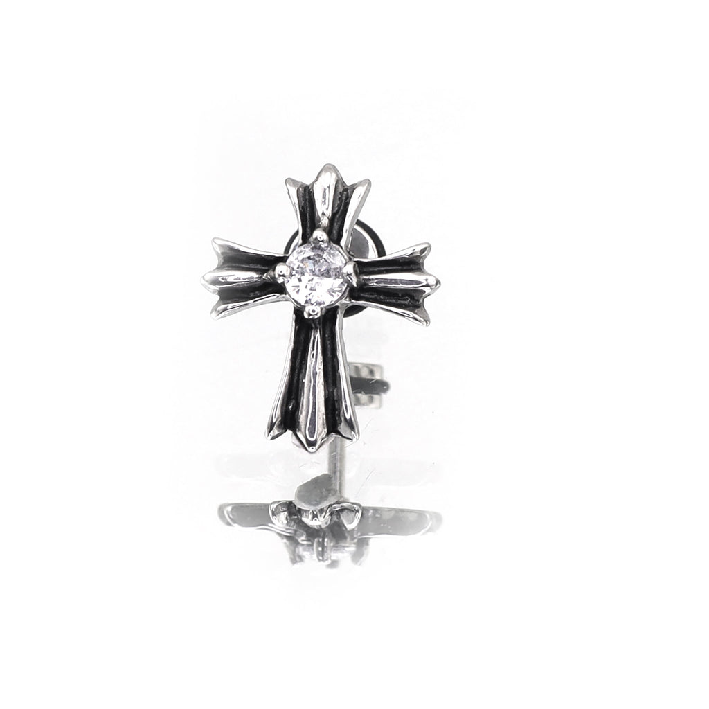 Chrome Hearts CZ Cross Stainless Steel Ear Studs - Chrome Hearts CZ Cross Stainless Steel Ear Studs - Single by CRUXJEWELRY