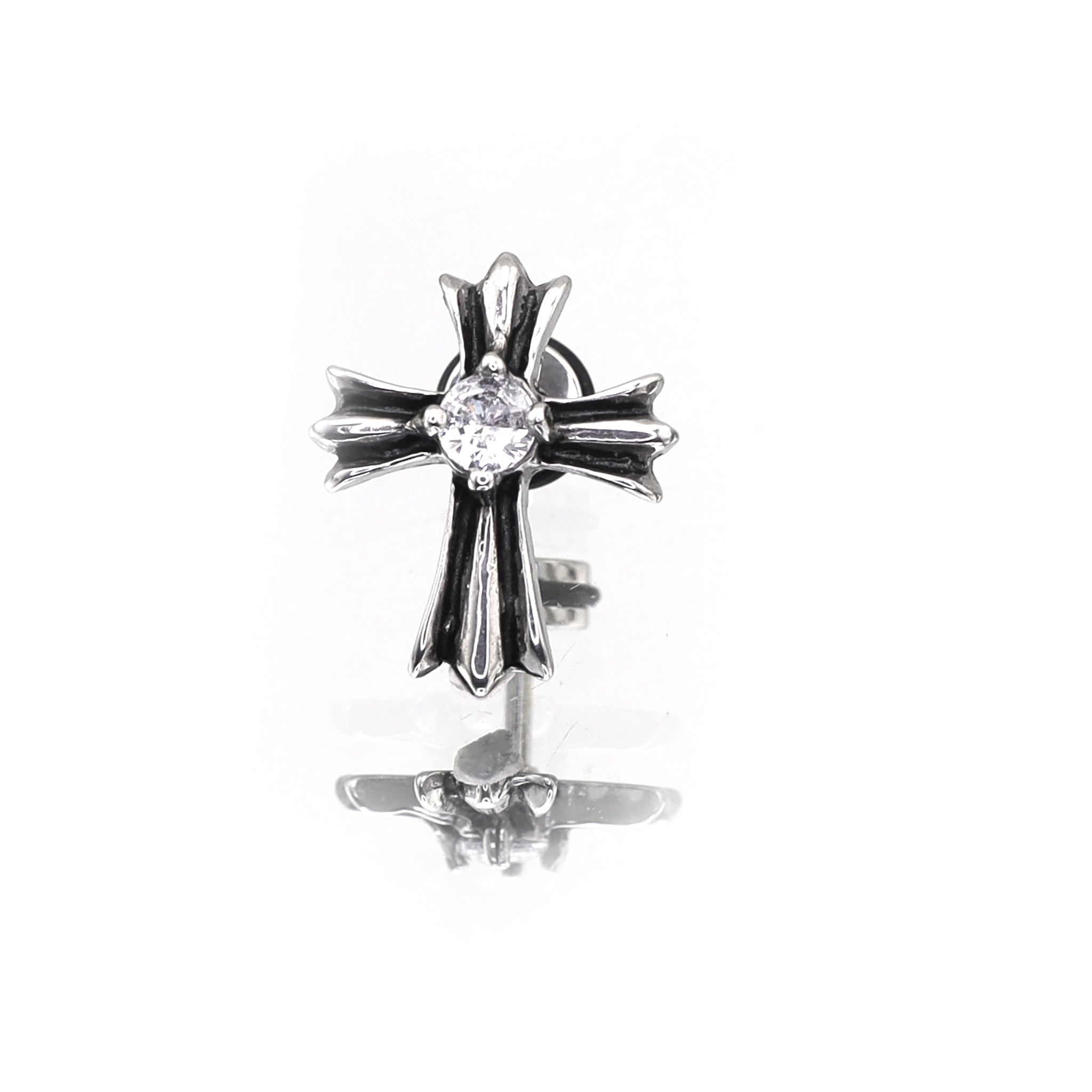 Chrome Hearts CZ Cross Stainless Steel Ear Studs - Chrome Hearts CZ Cross Stainless Steel Ear Studs - Single by CRUXJEWELRY