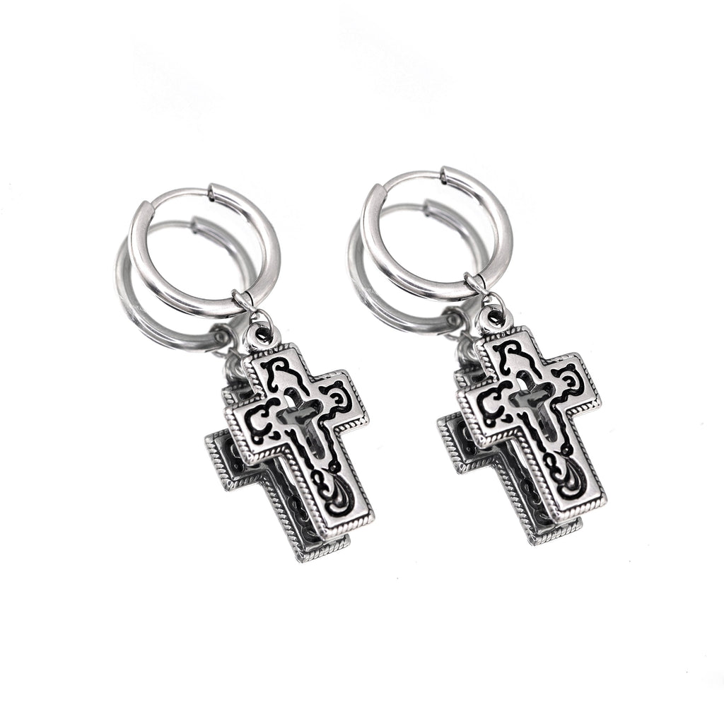 PAIR OF Openwork Gothic Cross stainless steel Earring - PAIR OF Openwork Gothic Cross stainless steel Earring - Default Title by CRUXJEWELRY