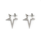 Black & White Large Pentagram Stainless Steel Ear Studs - Black & White Large Pentagram Stainless Steel Ear Studs - Set / Sliver by CRUXJEWELRY