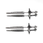 Engraved Dark Sword Stainless Steel Ear Studs - Engraved Dark Sword Stainless Steel Ear Studs - Set by CRUXJEWELRY