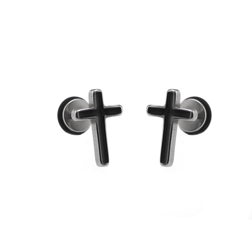 Gothic Cross Spike Externally Threaded Stainless Steel Ear Studs - Gothic Cross Spike Externally Threaded Stainless Steel Ear Studs - Single by CRUXJEWELRY