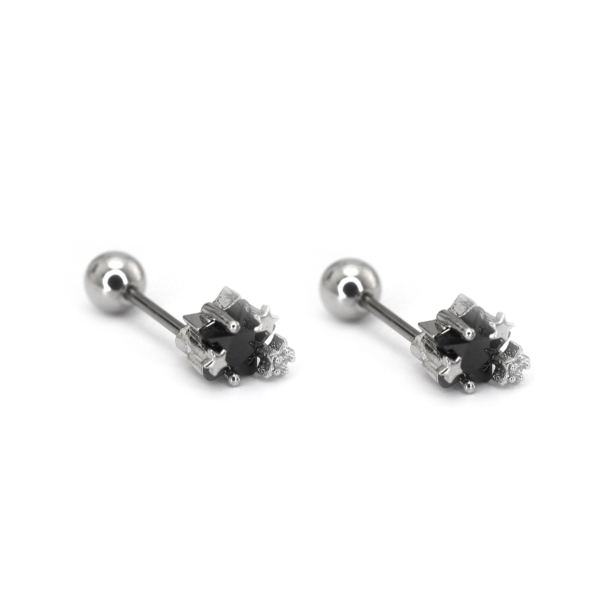 Black & White Multi-CZ Ear Studs - Black & White Multi-CZ Ear Studs - Pair of Black by CRUXJEWELRY