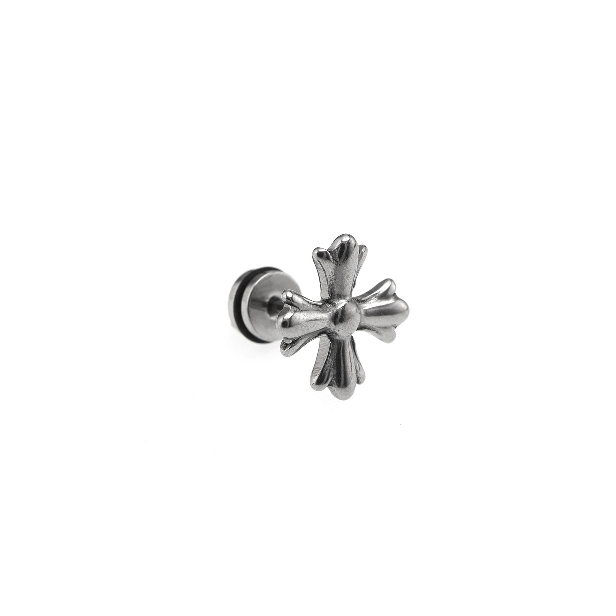Cross Externally Threaded Stainless Steel Ear Studs - Cross Externally Threaded Stainless Steel Ear Studs - Single by CRUXJEWELRY