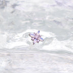 Dainty Pink & Blue Floral Opal Stud - Sweet Implant Grade Titanium Ear & Lip Piercing