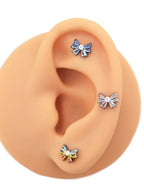 Titanium CZ Bowknot Stud | Cute Coquette Cartilage Earring