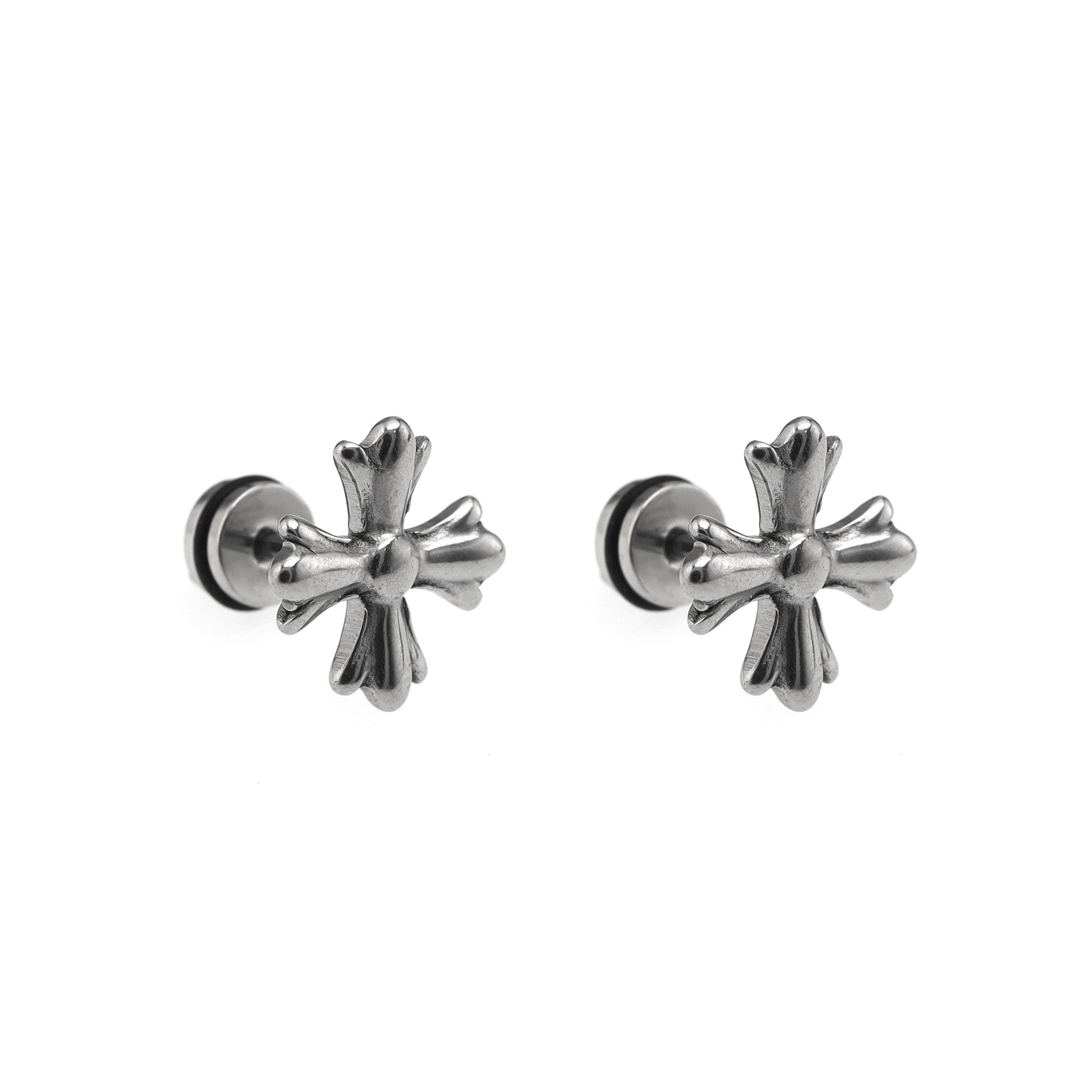 Cross Externally Threaded Stainless Steel Ear Studs - Cross Externally Threaded Stainless Steel Ear Studs - Set by CRUXJEWELRY