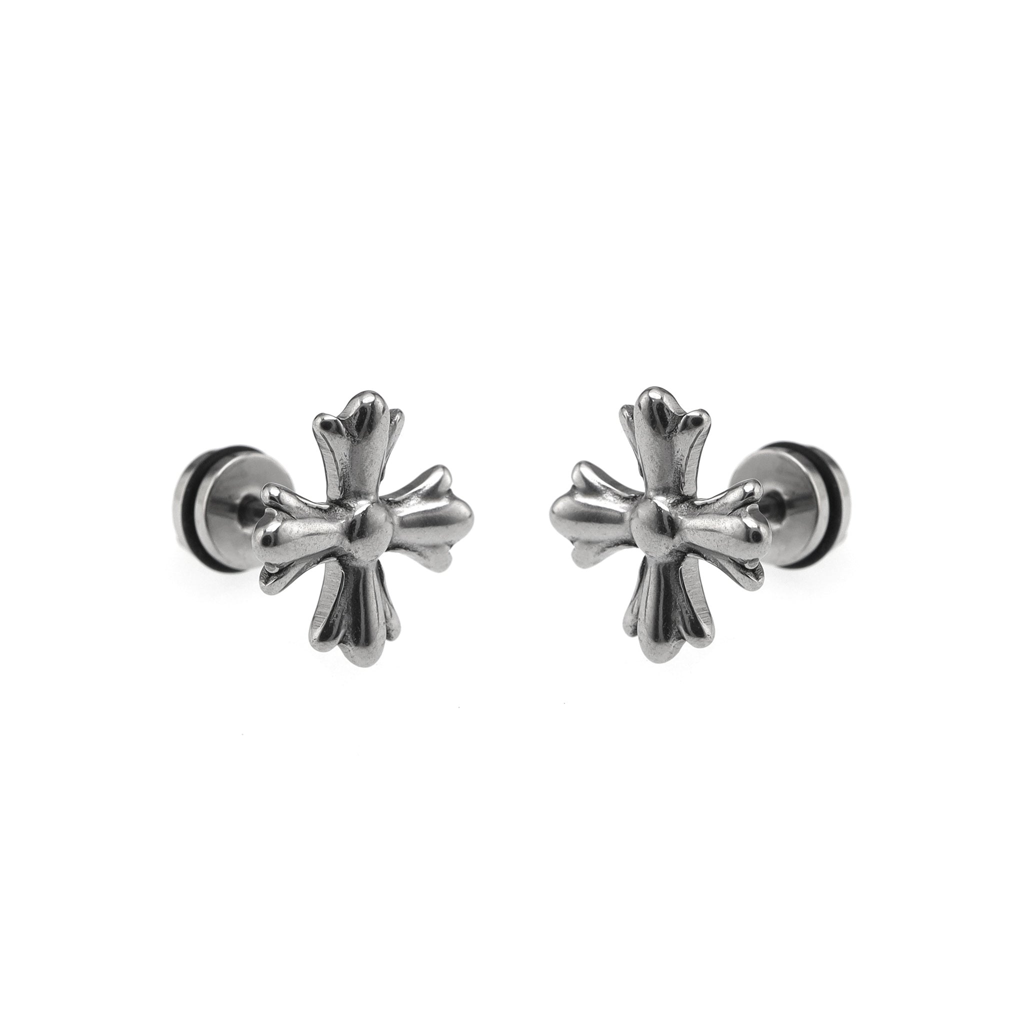 Cross Externally Threaded Stainless Steel Ear Studs - Cross Externally Threaded Stainless Steel Ear Studs - Single by CRUXJEWELRY