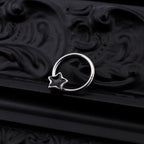 3D pentacle Stainless Steel Segment hoop - 3D pentacle Stainless Steel Segment hoop - Black by CRUXJEWELRY